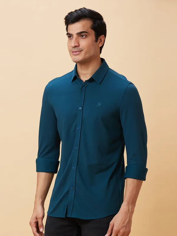 Being Human Men Slim Fit Shirts-Deep Teal